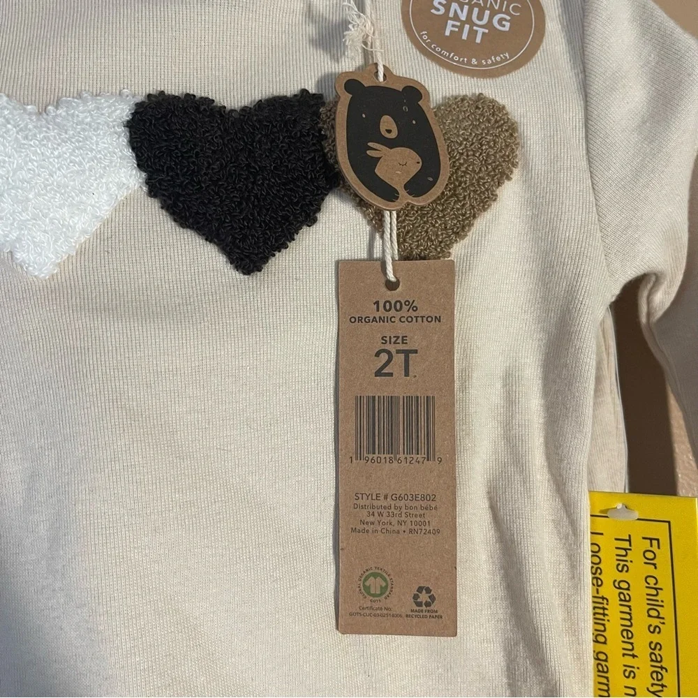 Heart Print Kids Pajamas Set Organic cotton 2T
